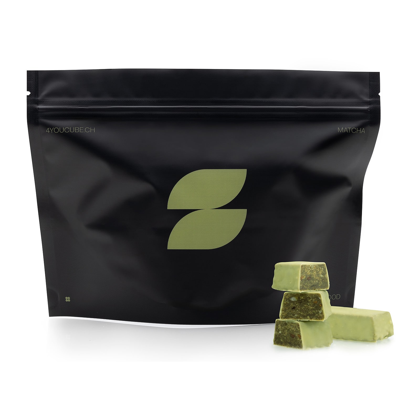 4YOU CUBE Matcha: Packung mit Cubes vor weissem Hintergrund