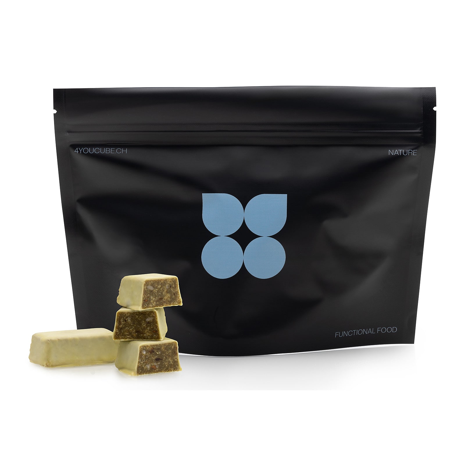 4YOU CUBE Nature: Packung mit Cubes vor weissem Hintergrund